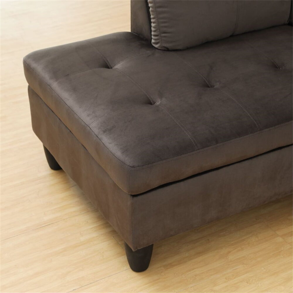 Hommoo Flannel Sectional Sofa Model Set, Modern 4-Seat Couches and Sofaes, L-Shaped Living Room Furniture Set, Light Brown(No Ottomans) - Image 7