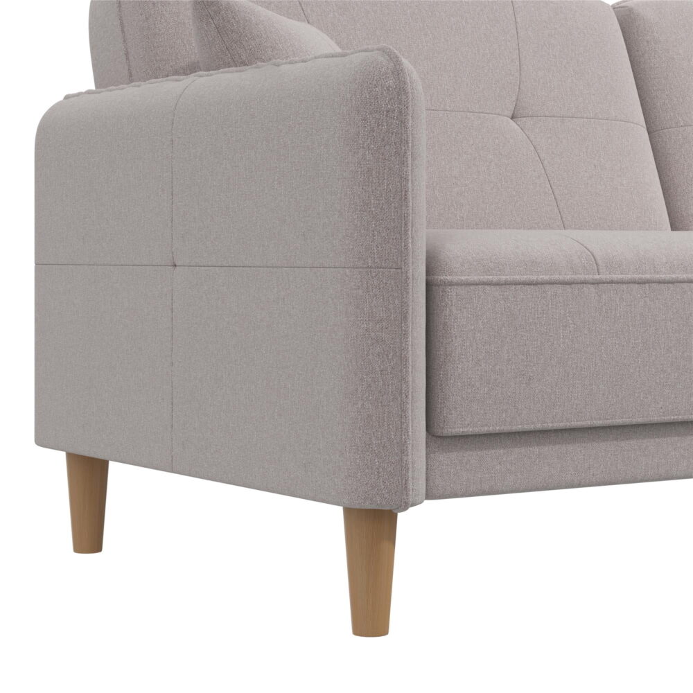 Mainstays Claremonte 78" Tufted 3 Seater Sofa Couch with Throw Cushions, Light Gray Linen - Image 3