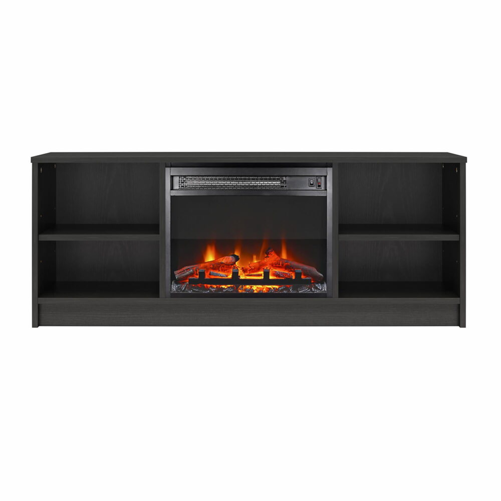 Mainstays Fireplace TV Stand, for TVs up to 55", Black Oak - Image 2