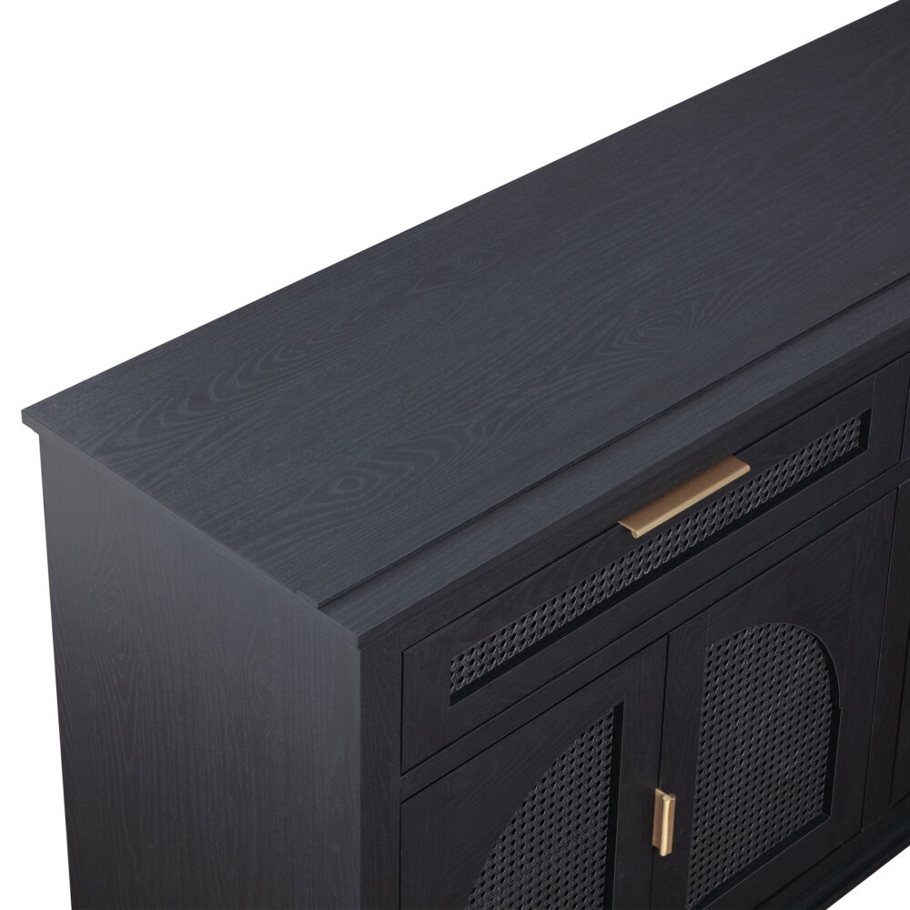 Beautiful Drew Rattan Media Console with Teched Away Drawer by Drew Barrymore, Black Finish - Image 5