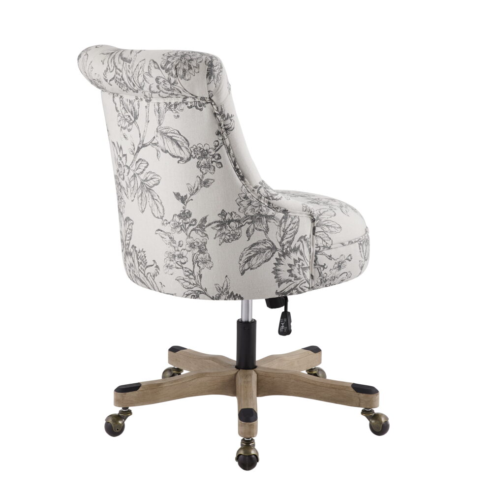 Linon Sinclair High Back Office Chair with Adjustable Height, Tilt and Swivel, Graywash/Gray Floral - Image 6