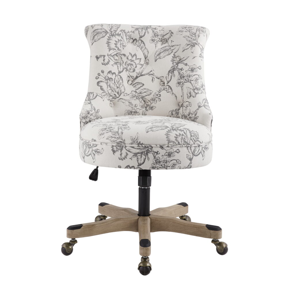 Linon Sinclair High Back Office Chair with Adjustable Height, Tilt and Swivel, Graywash/Gray Floral - Image 4