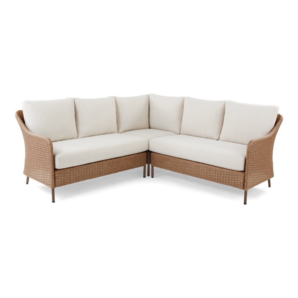 Mainstays Chelsea Outdoor Patio Steel 4-Piece Sectional Dining Set, Beige - Image 3