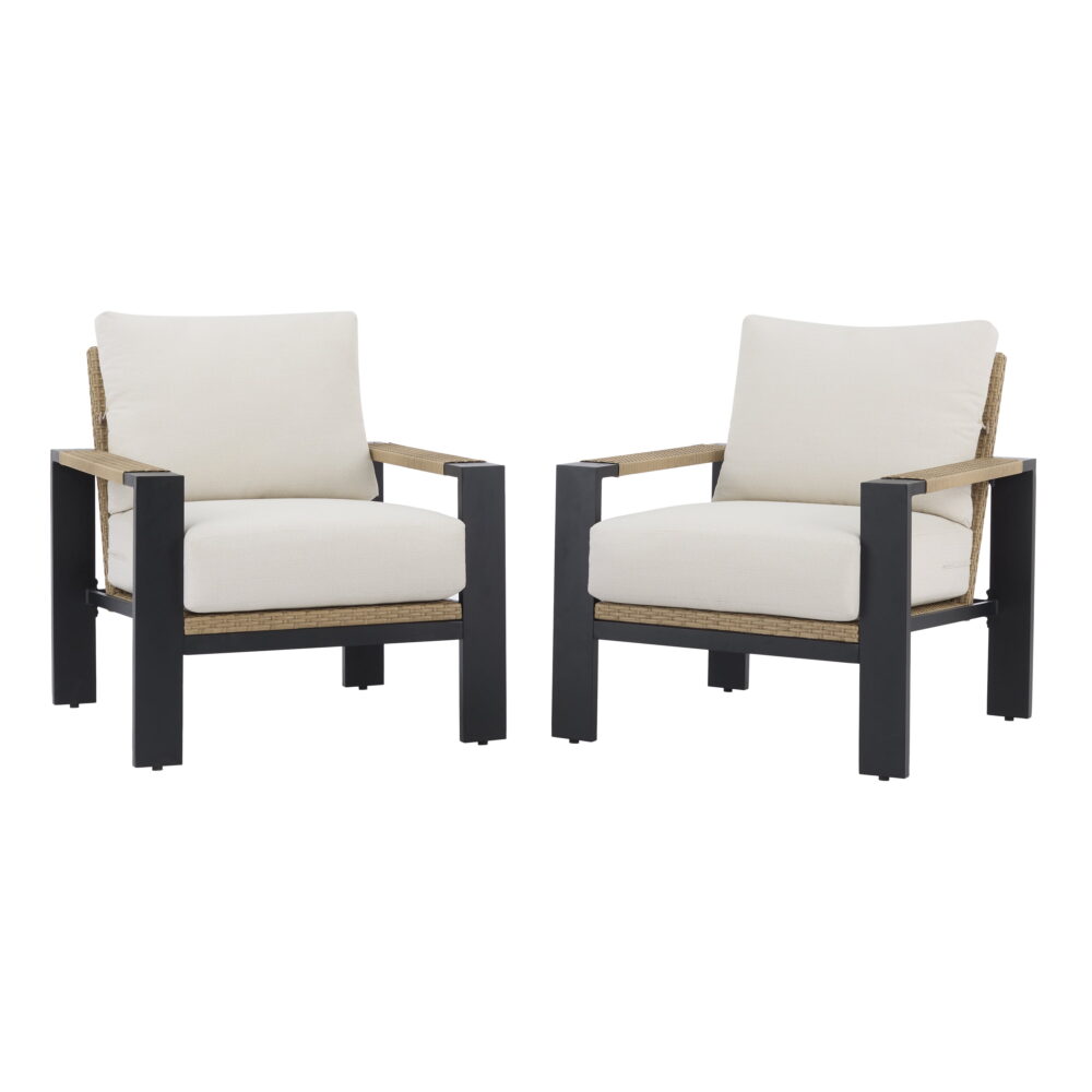 Better Homes & Gardens Ventura 2-Piece Outdoor Wicker Chat Chair, Beige - Image 2