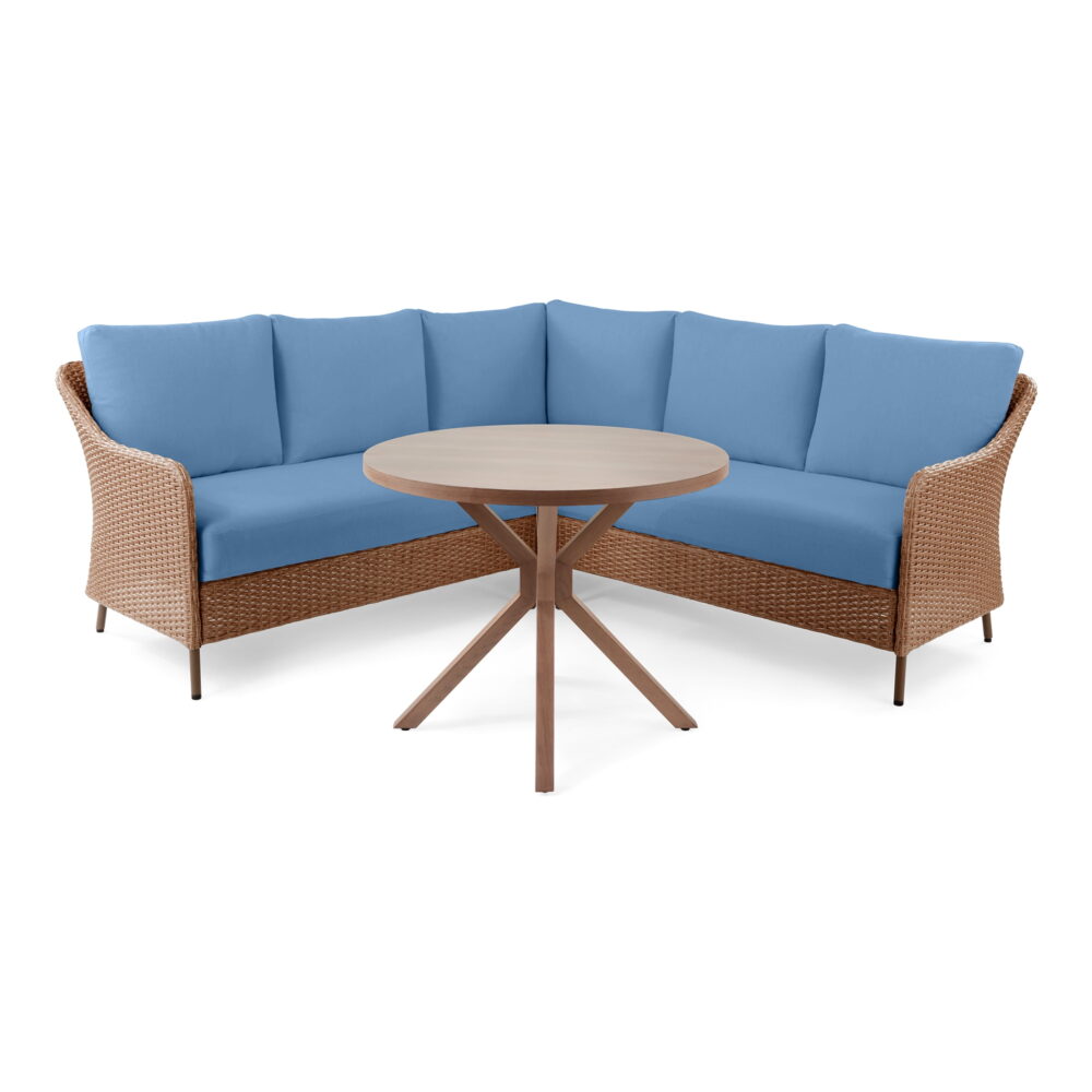 Mainstays Chelsea Outdoor Patio 4-Pieces Sectional Dining Set, Blue - Image 2