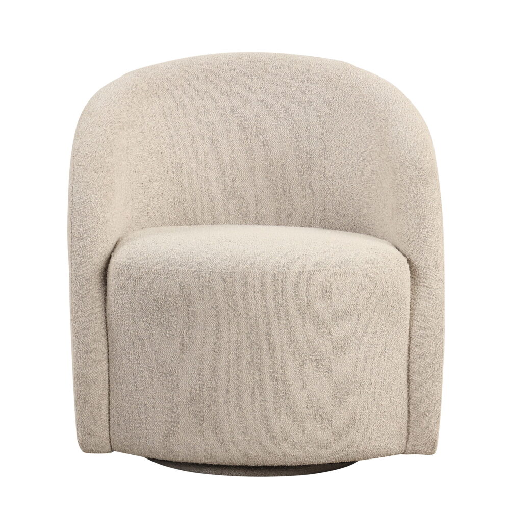 Lifestyle Solutions Briars Art Deco Style Swivel Accent Chair, Khaki Boucle Fabric - Image 2