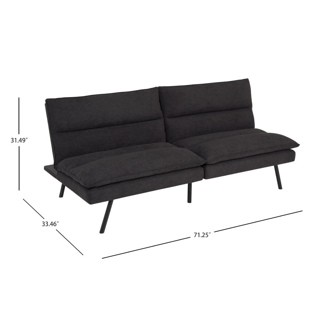 Mainstays Pillow Top 71.25" Futon, Charcoal - Image 3