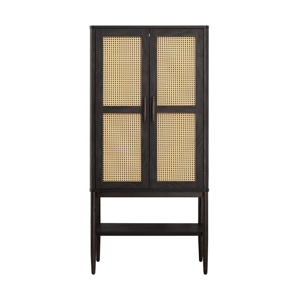 Better Homes & Gardens Springwood Caning Storage Accent Cabinet, Charcoal Finish - Image 6