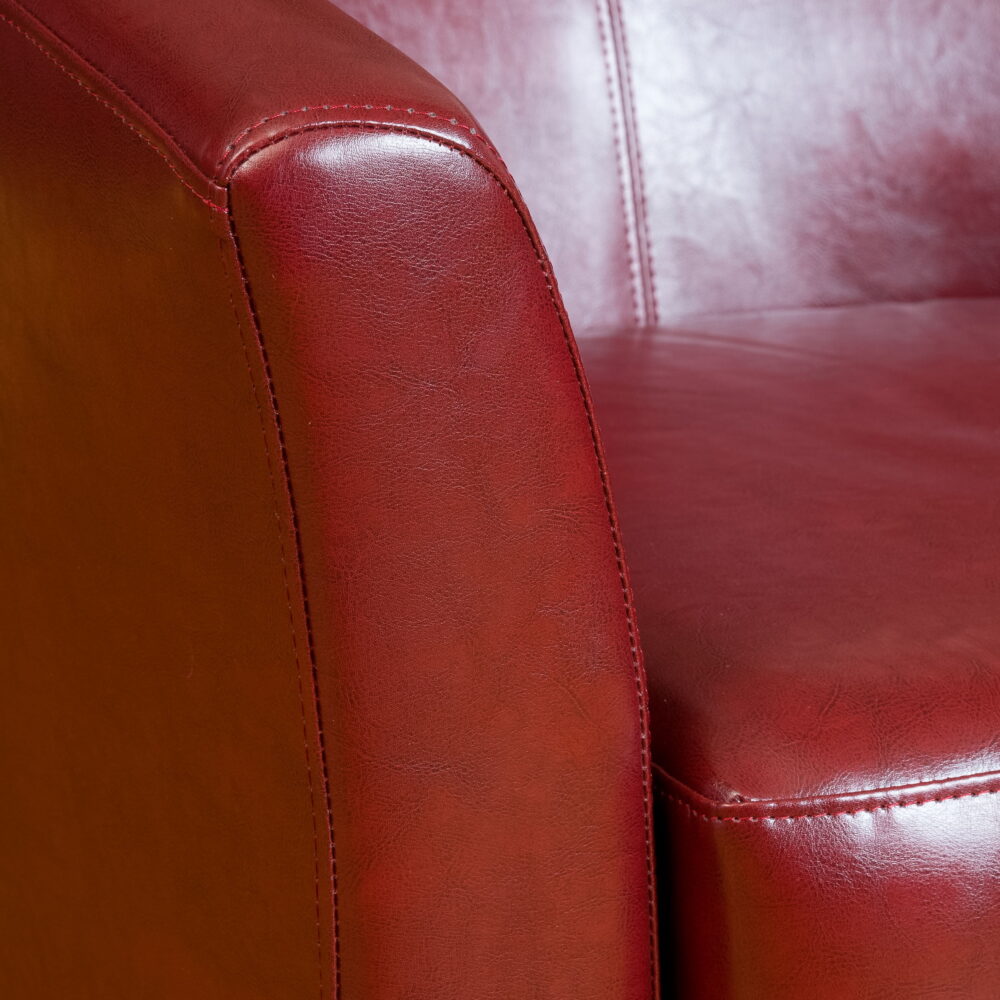 GDF Studio Miller Contemporary Upholstered Club Chair, Dark Red Bonded Leather and Dark Brown - Image 5