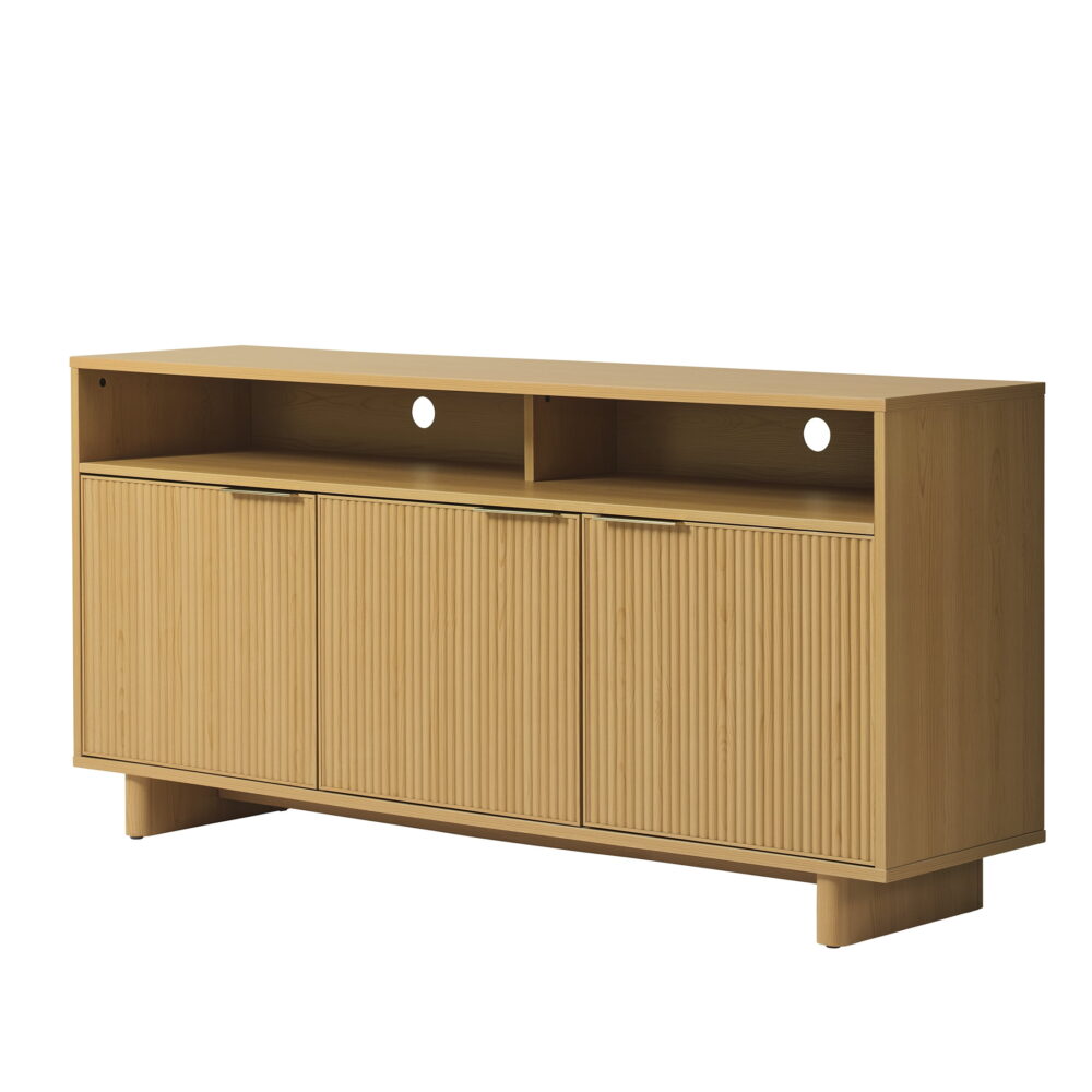 Better Homes & Gardens Lillian Fluted TV Stand for TVs up to 70", Natural Pine Finish - Image 4
