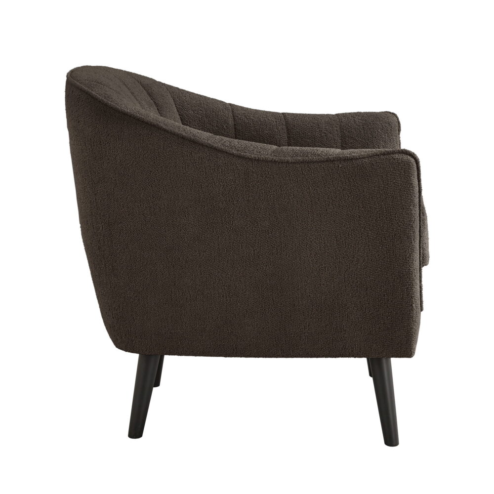 Weston Home Rhyl Mid-Century Modern Channel-Tufted Accent Chair, Dark Chocolate - Image 2