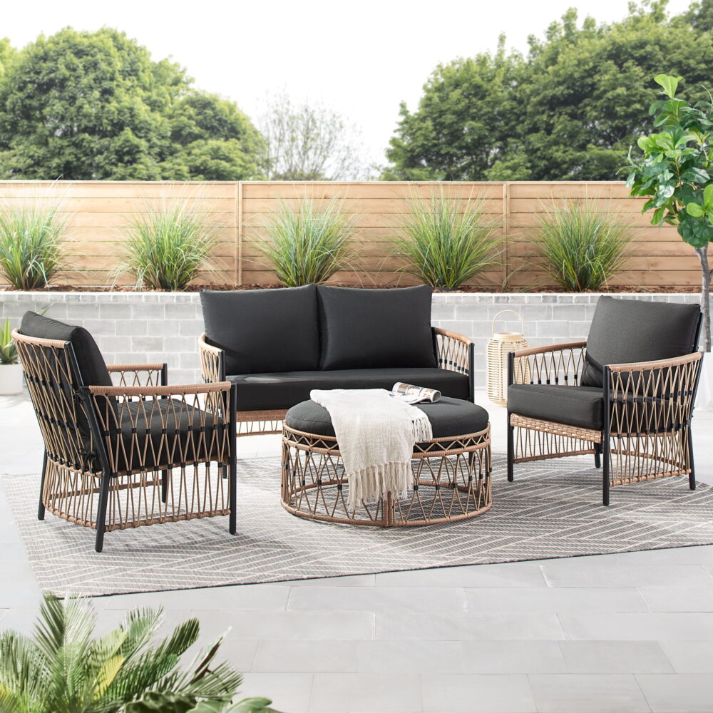 Better Homes & Gardens Lilah 2-Pack Outdoor Wicker Lounge Chairs, Black - Image 4