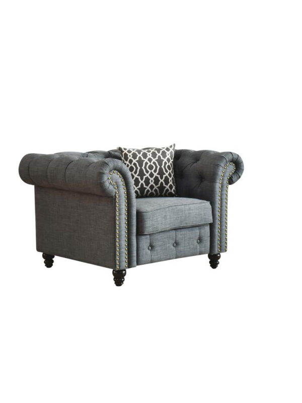 Acme Furniture Aurelia Chair w/1 Pillow, Gray Linen