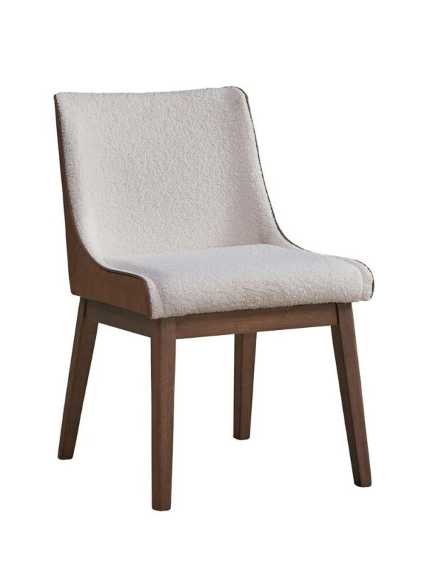 ACME Furniture Ginny 19" Velvet Side Chairs in White/Brown/Walnut (Set of 2)