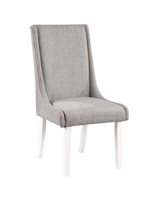 Acme Furniture Hollyn Side Chair (Set-2), Gray Linen & White Finish