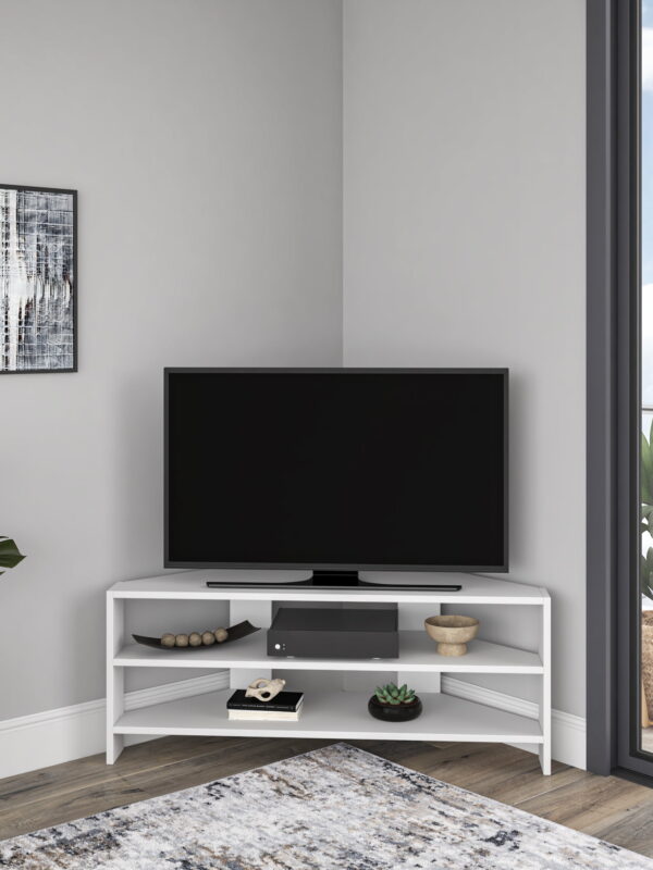 Ada Home Decor Furniture for TVs up to 48" 2 Tier Open Shelf White Terry Modern TV Stand