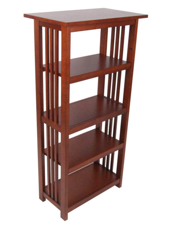Alaterre Furniture Mission 48 in. Bookshelf, 4 Tier Bookcase with 2 Adjustable Shelves, for Living Room or Home Office, Cherry