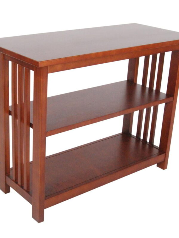 Alaterre Furniture Mission Under Window Bookshelf, Adjustable Two-Shelf Storage Organizer, Versatile Arts and Crafts Style, Perfect for Office or Living Room, Cherry Finish