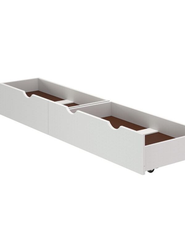 Alaterre Furniture Aurora Set of 2 Pine Wood Underbed Storage Drawers on Wheels, Bedroom Dresser Organizer Shelf, White