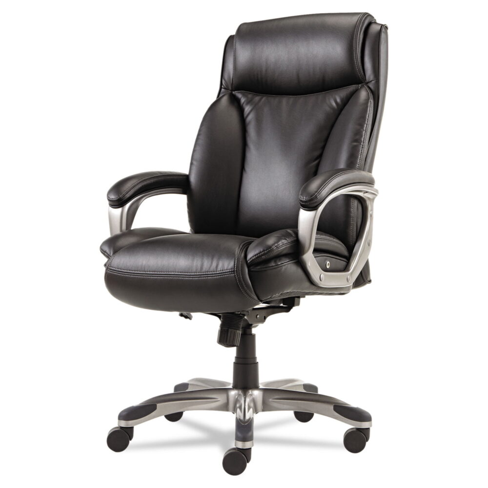 Alera Alera Veon Series Executive High-back Leather Chair, Supports Up To 275 Lbs, Black Seat/black Back, Graphite Base