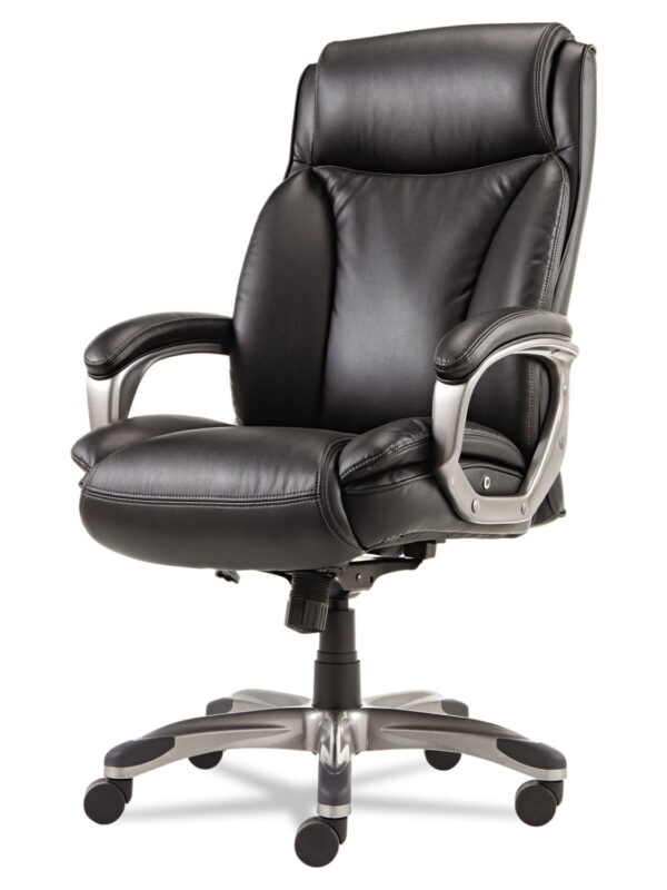 Alera Alera Veon Series Executive High-back Leather Chair, Supports Up To 275 Lbs, Black Seat/black Back, Graphite Base