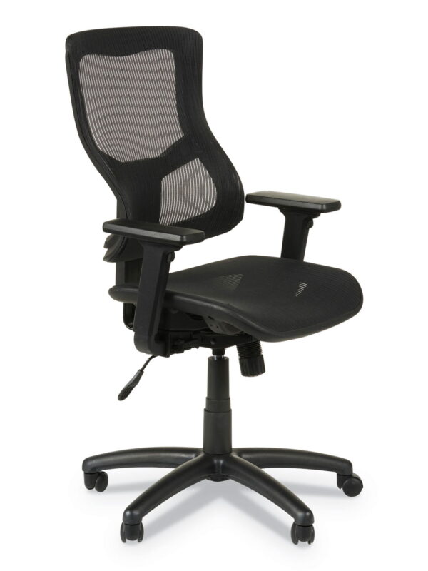 Alera Elusion II Series Suspension Mesh Mid-Back Synchro Seat Slide Chair, Supports 275 lb, 16.34" to 20.35" Seat, Black
