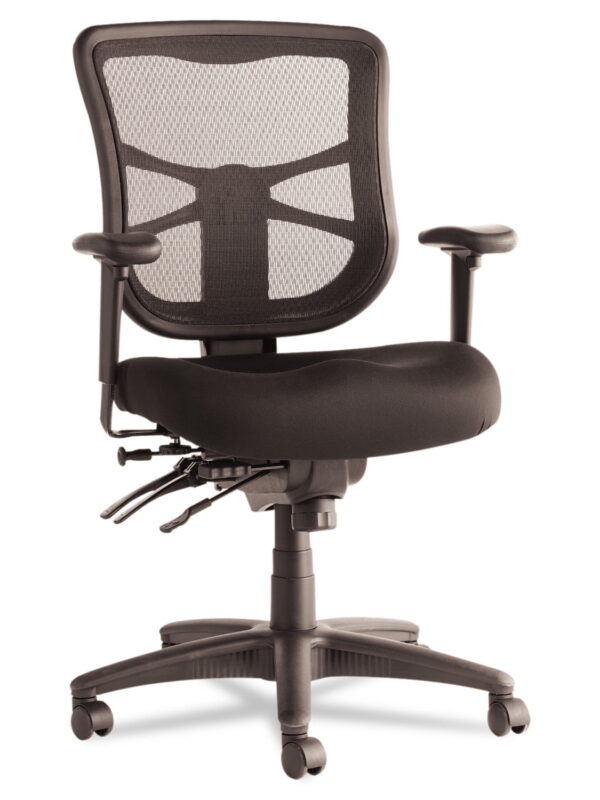 Alera Elusion Series Mesh Mid-Back Multifunction Chair, Supports Up to 275 lb, 17.7" to 21.4" Seat Height, Black
