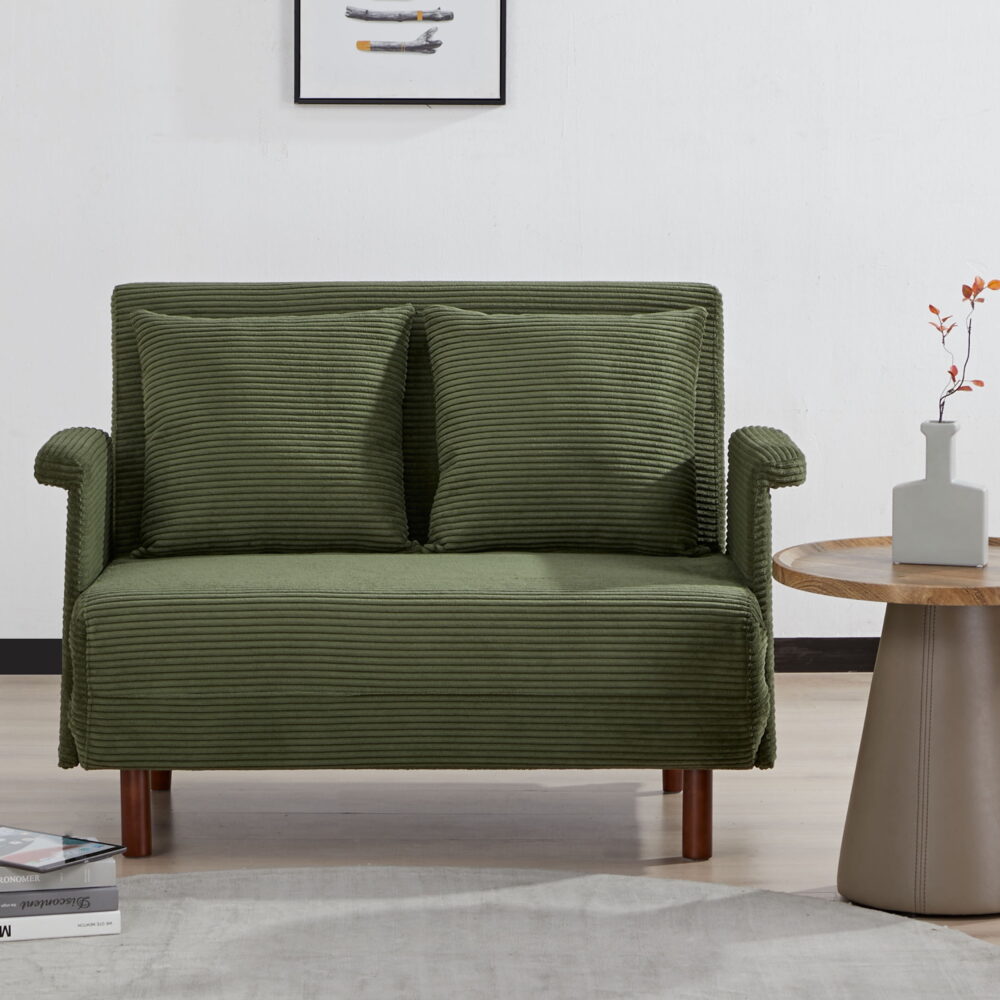 Artdeco Home Boston Convertible Futon Chair Darck Olive Green, Velvet Medium Pillows Included, Multi-Position 6 in Sofa, Futon Chair