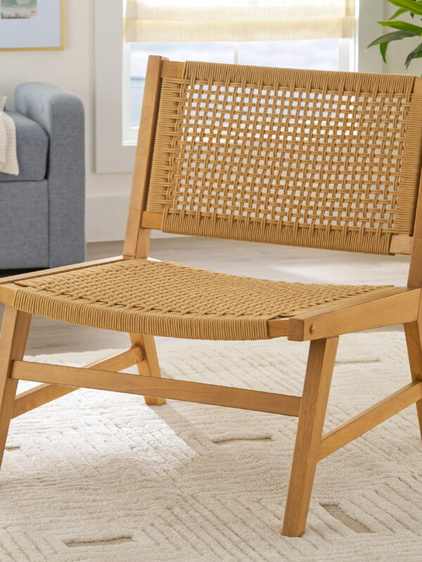 Better Homes & Gardens Vista Woven Accent Chair, Light Honey Finish