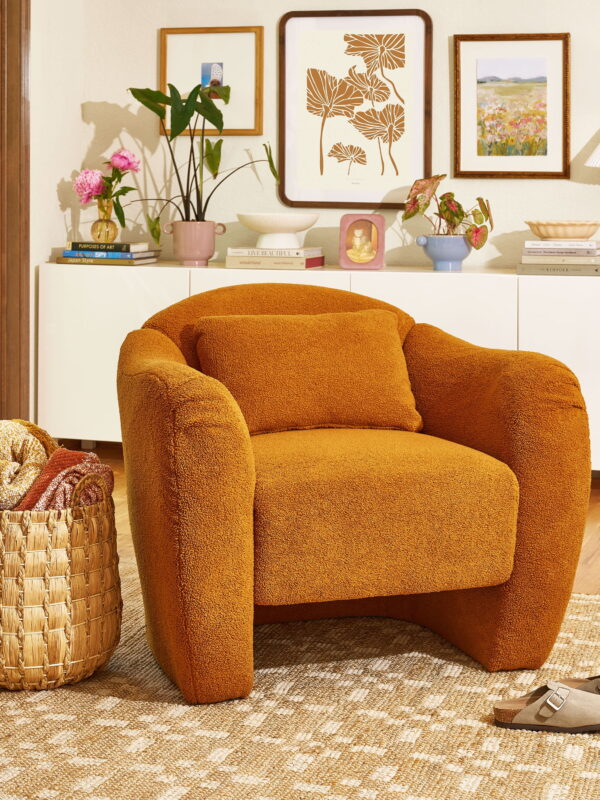 Beautiful Barrymore Teddy Accent Chair by Drew Barrymore, Butterscotch Shearling