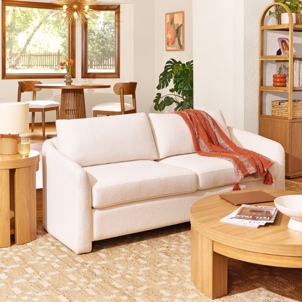 Beautiful Drew 72.2" Sofa by Drew Barrymore for Adults, Cream Bouclé