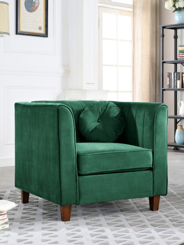 US Pride Furniture Berton Velvet Beige Chesterfield Chair for Living Room