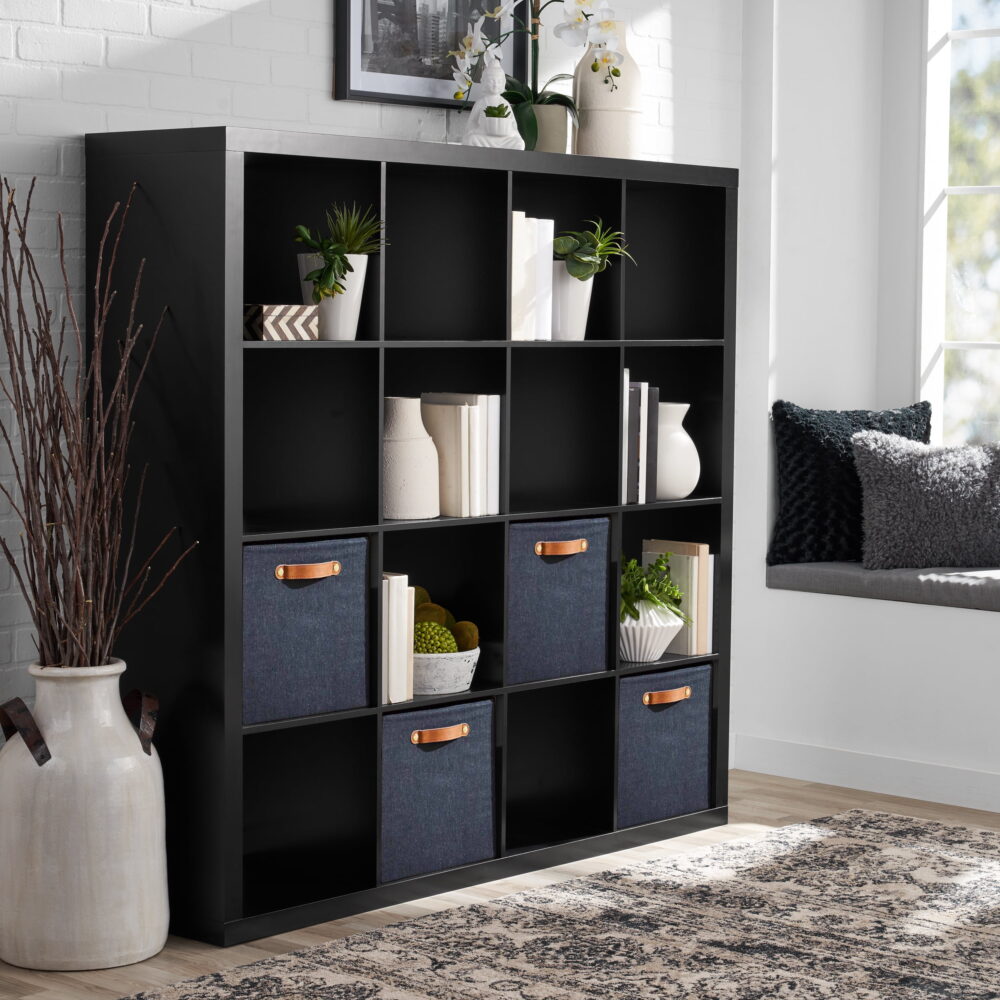 Better Homes & Gardens 16 Cube Storage Organizer, Solid Black