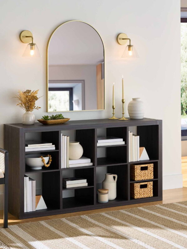 Better Homes & Gardens 8 Cube Organizer with 4 H Shelf Inserts, Tobacco Oak