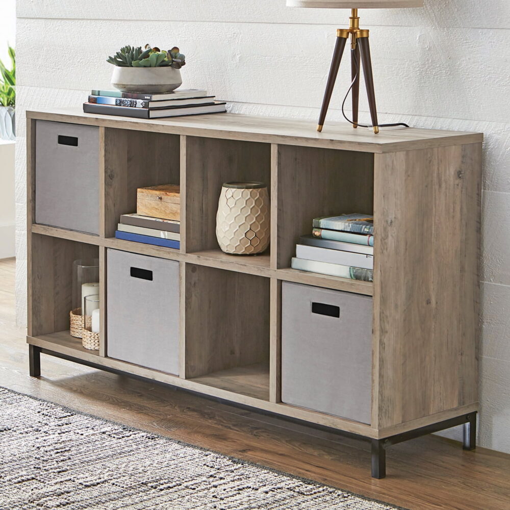 Better Homes & Gardens 8-Cube Storage Organizer with Metal Base, Rustic Gray