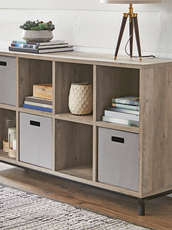 Better Homes & Gardens 8-Cube Storage Organizer with Metal Base, Rustic Gray