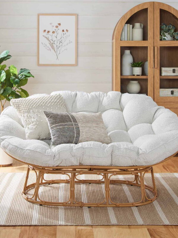 Better Homes & Gardens Double Papasan Accent Chair, Cream Boucle