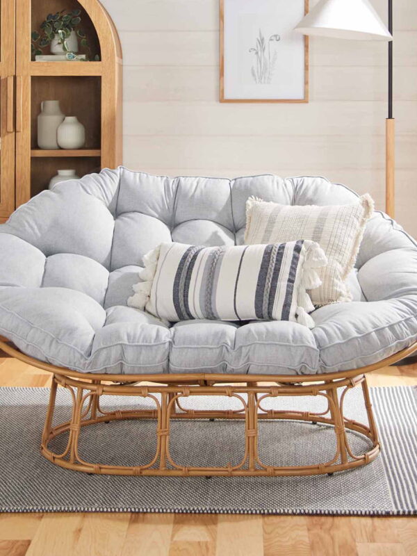Better Homes & Gardens Double Papasan Accent Chair, Grey Linen