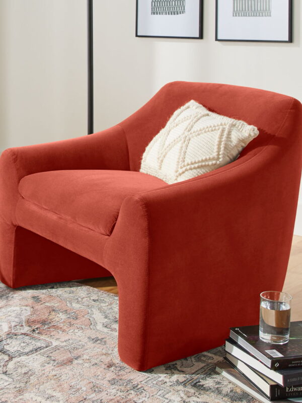 Better Homes & Gardens Emerson Curvy Accent Chair, Rustic Red Velvet