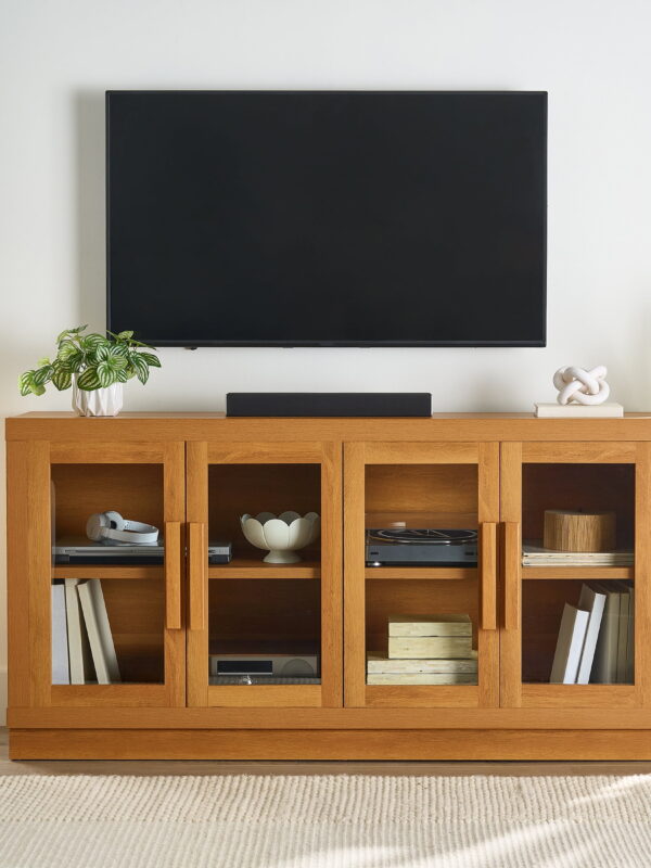 Better Homes & Gardens Ezra TV Stand for TV's up to 70", Light Honey finish