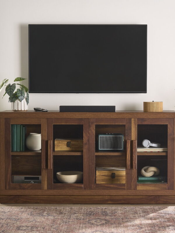 Better Homes & Gardens Ezra TV Stand for TV's up to 70", Warm Walnut finish