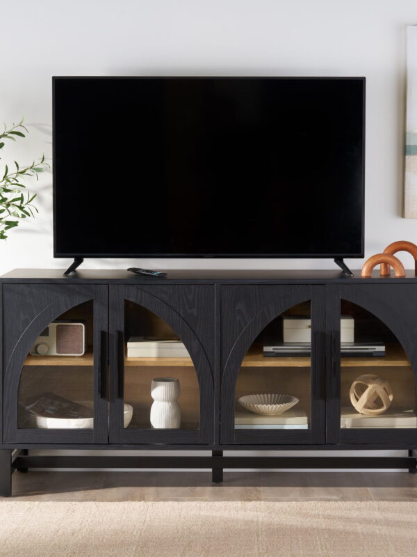 Better Homes & Gardens Juliet Arch TV Stand for TVs up to 65", Black Wood Finish
