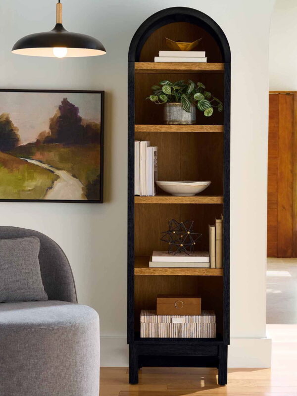 Better Homes & Gardens Juliet Narrow Arch Bookcase, Rich Black Finish
