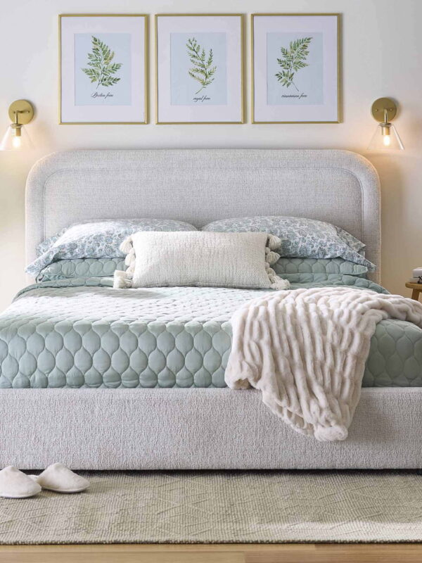 Better Homes & Gardens Juliet Queen Boucle Platform Bed, Ivory