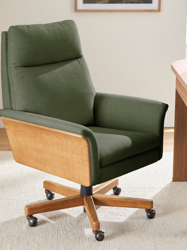 Better Homes & Gardens Juliet Tall Back Office Chair, Olive and Light Honey Finish