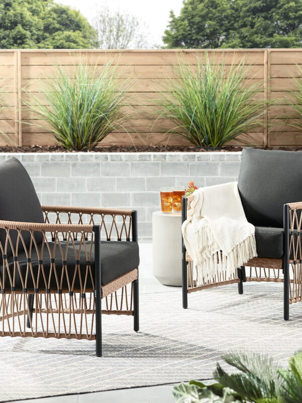 Better Homes & Gardens Lilah 2-Pack Outdoor Wicker Lounge Chairs, Black