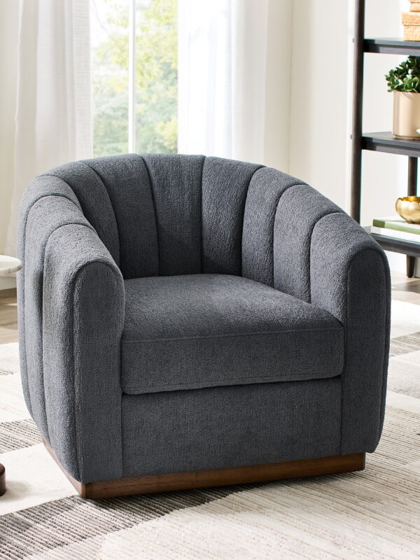 Better Homes & Gardens Lillian Accent Swivel Chair, Charcoal Boucle