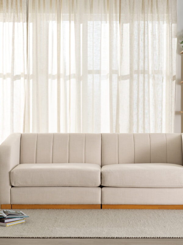 Better Homes & Gardens Lillian Channel Tufted Sofa 83.5" Cream Linen