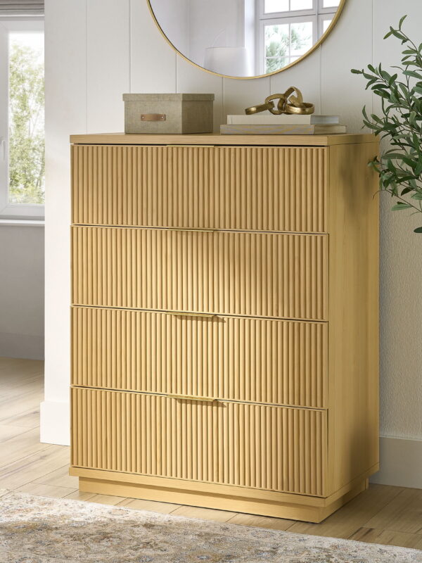 Better Homes & Gardens Lillian Fluted 4 Drawer Dresser, Natural Pine