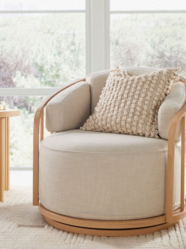 Better Homes & Gardens Lillian Swivel Birdcage Accent Chair, Cream Linen